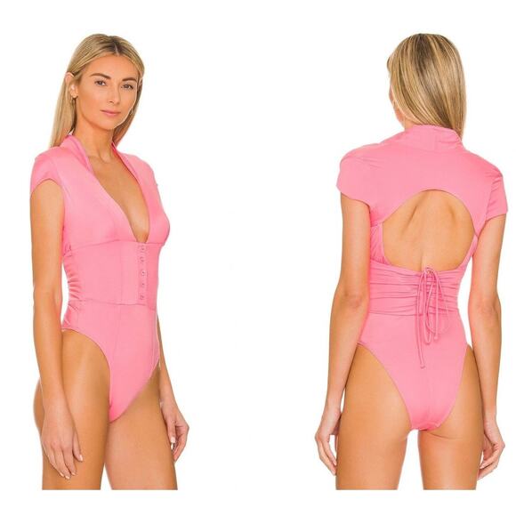 HAH x Revolve Had Me At Hello Bodysuit Medium Open Back in Rose Quartz Pink - Picture 1 of 8